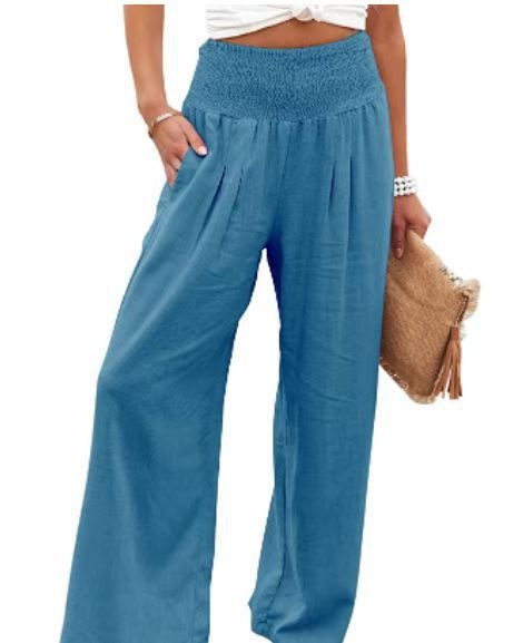 Spring and Summer Cotton Hemp Large Women's Harun Sports Pants Elastic Waist Casual Long Pants