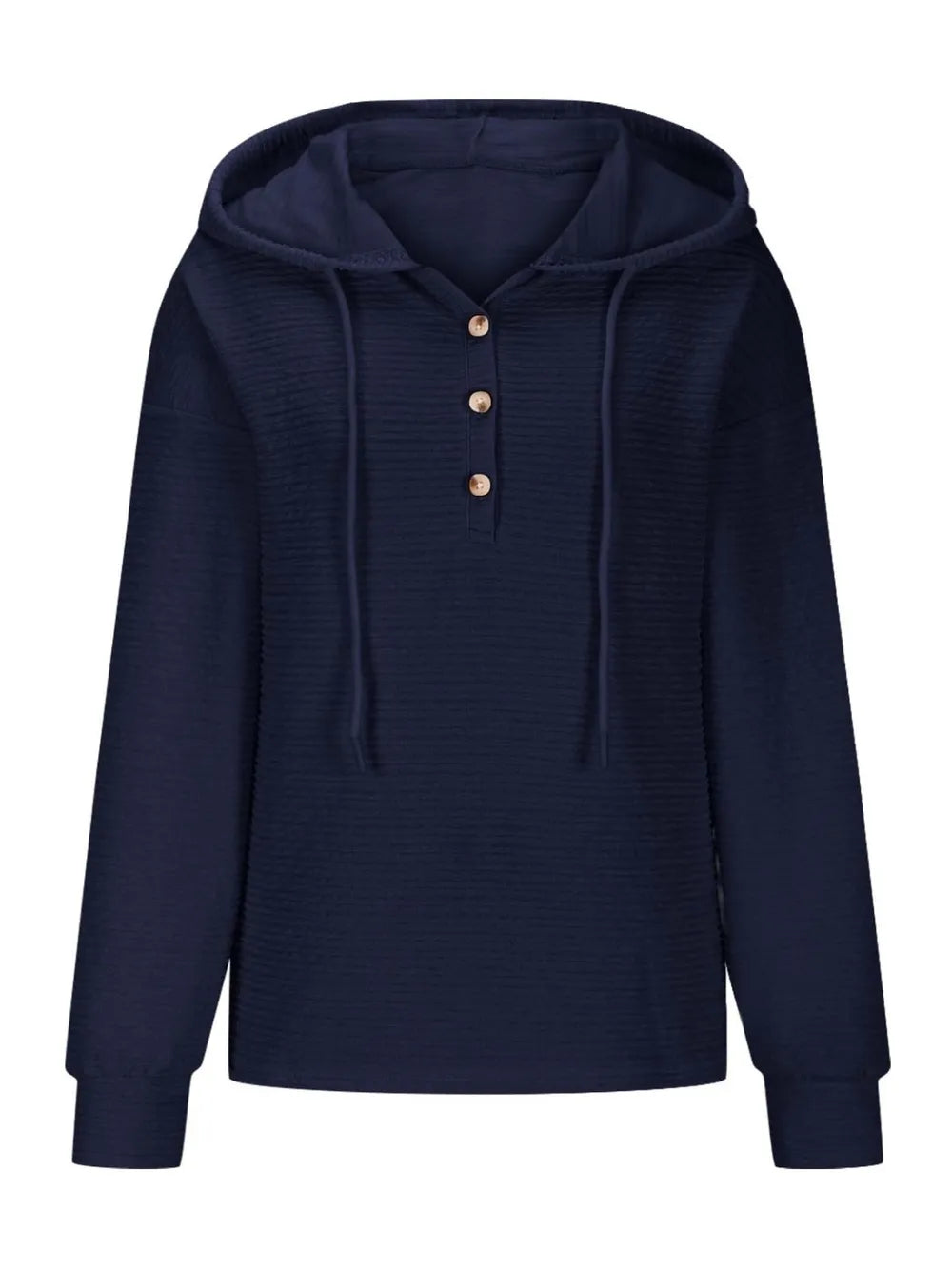 Solid color hooded sweatshirt jacket casual shoulder down long sleeved top