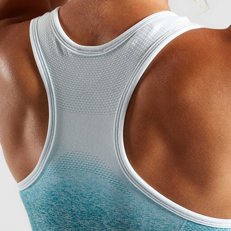 Ombre Seamless Sports Bra Push Up Gym Women Girls Fitness Bra Padded Energy Seamless Crop Top Femme Shark Yoga Bra Tops