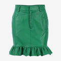 Temperament Autumn And Winter Women's Short Skirts High Waist Leather Skirt Commuter PU Green Skirt