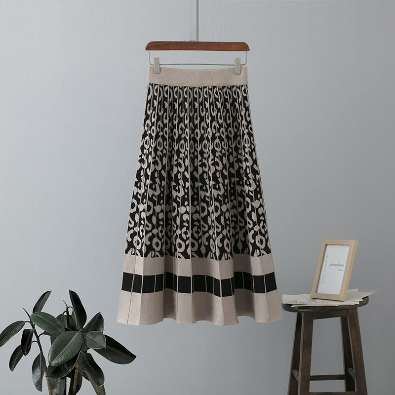 Women Sweater Skirt Elegant Long Maxi Warm Skirt Fashion Thick Midi Lady Sweater A Line Skirts