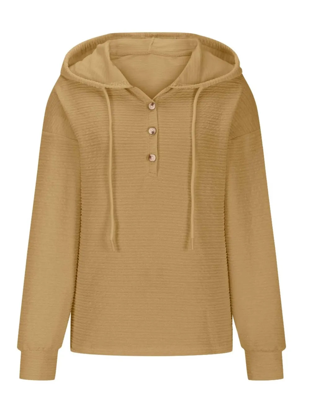 Solid color hooded sweatshirt jacket casual shoulder down long sleeved top