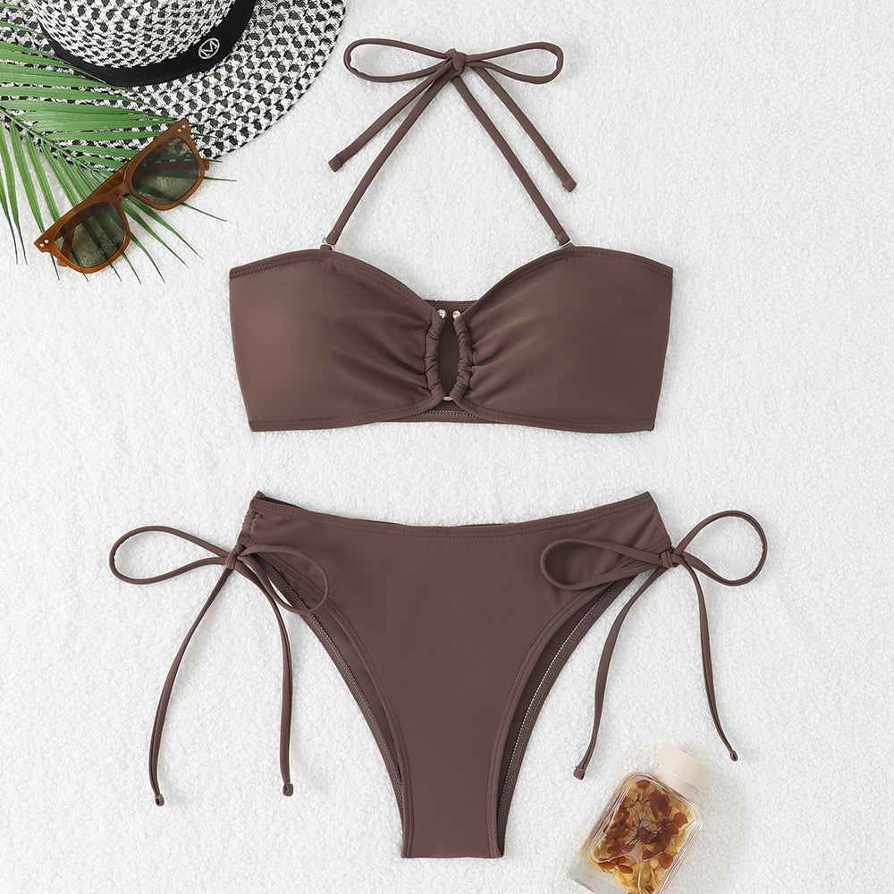 Bikini liso con cordones