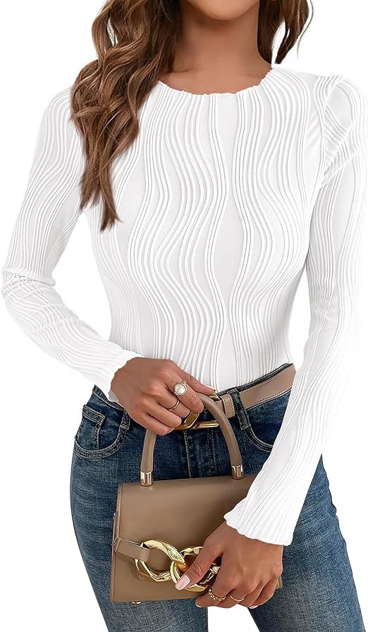 Textured Round Neck Long Sleeve Top