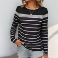 New European and American autumn women's casual striped long sleeved t-shirt for women