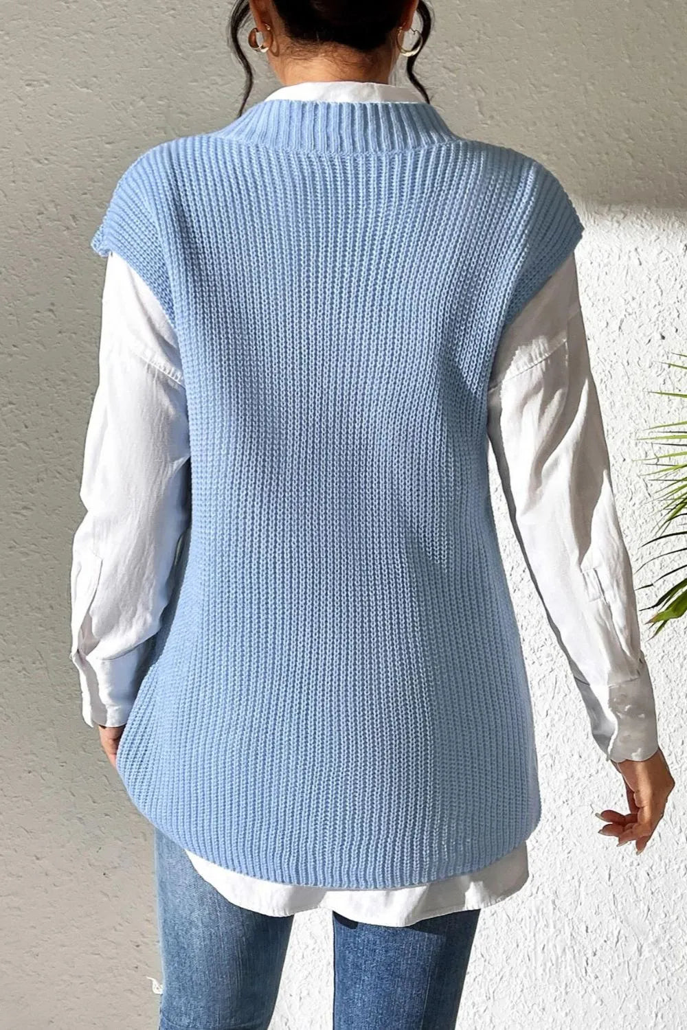 Women's Spring and Autumn New Style V-neck Simple Vest Woven Sweater Clip