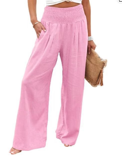 Spring and Summer Cotton Hemp Large Women's Harun Sports Pants Elastic Waist Casual Long Pants