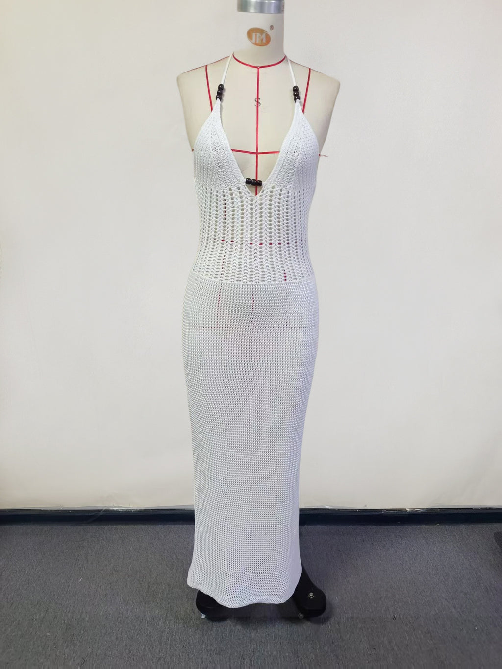New Spring Women's Knitted Sexy V-Neck Halter Backless Beach Dress
