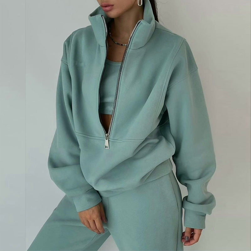 Women's Two-Piece Sweater Fleece Sports Street  Activewear Set