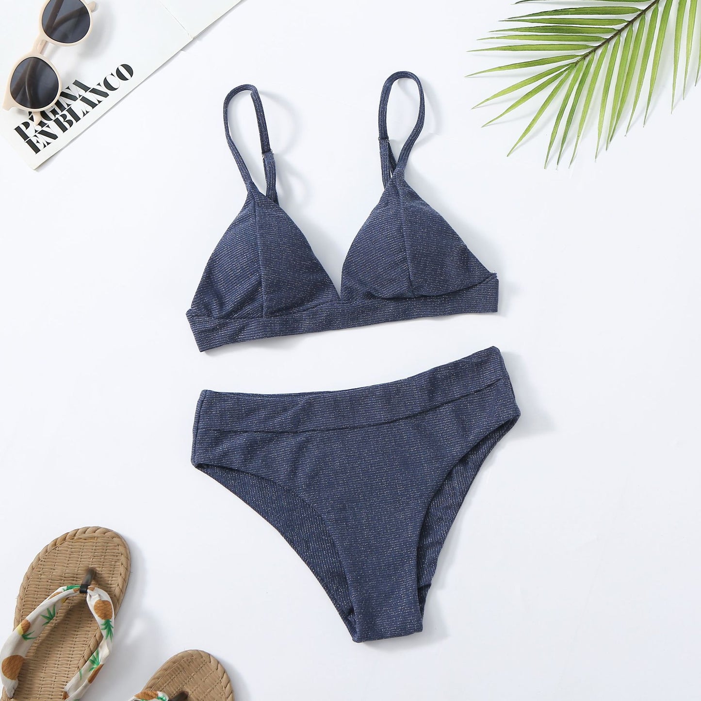 Swimwear Split Swimsuit Women's Summer Ins Style Gold And Silver High Waist Bikini