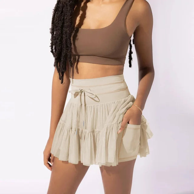 Lilac Short Skirt Elastic Waist Tiered Ruffled Skirt Women New Spring Summer Skirts Female