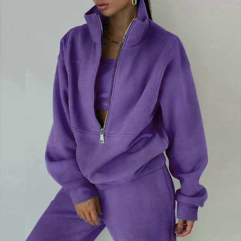 Women's Two-Piece Sweater Fleece Sports Street  Activewear Set
