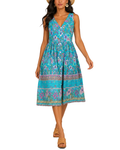 Vestido estampado escote pico sin mangas