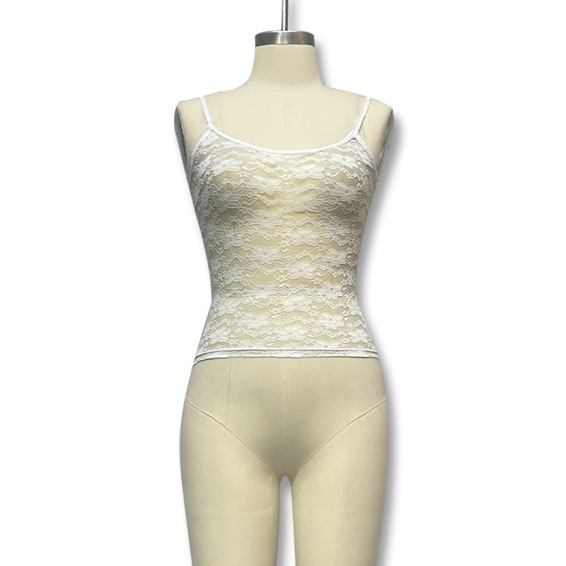 New women's slim fit slim camisole lace see through sexy top pure desire style sweet and spicy versatile vest
