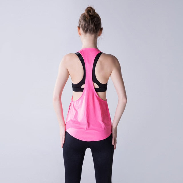 Yoga Crop Top Women Sleeveless Backless Running Sports T Shirts Quick Dry Jogging Gym Fitness Tank Top