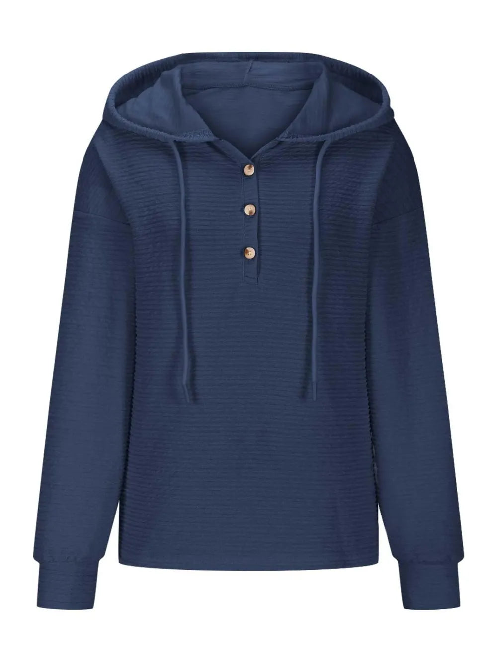 Solid color hooded sweatshirt jacket casual shoulder down long sleeved top