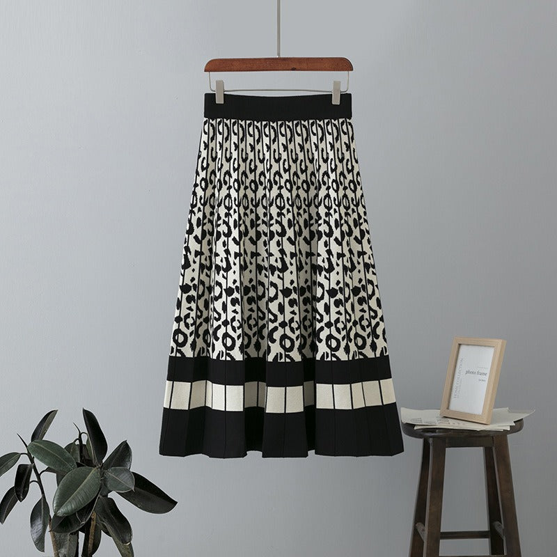 Women Sweater Skirt Elegant Long Maxi Warm Skirt Fashion Thick Midi Lady Sweater A Line Skirts