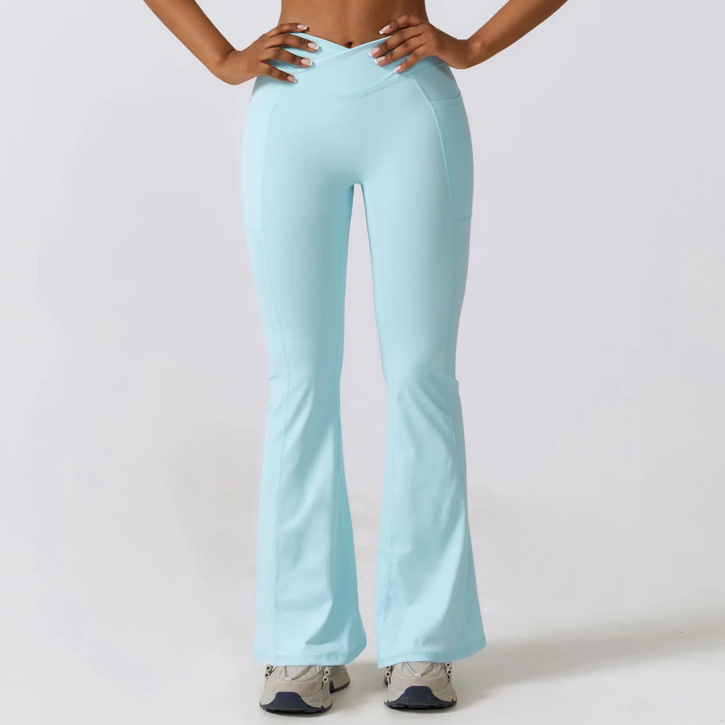 Women Stretch Fitness Pants Sports Bell Bottoms Trousers Lady Runing Push Up Gym Dance Activewear Flares Nylon Yoga Leggings