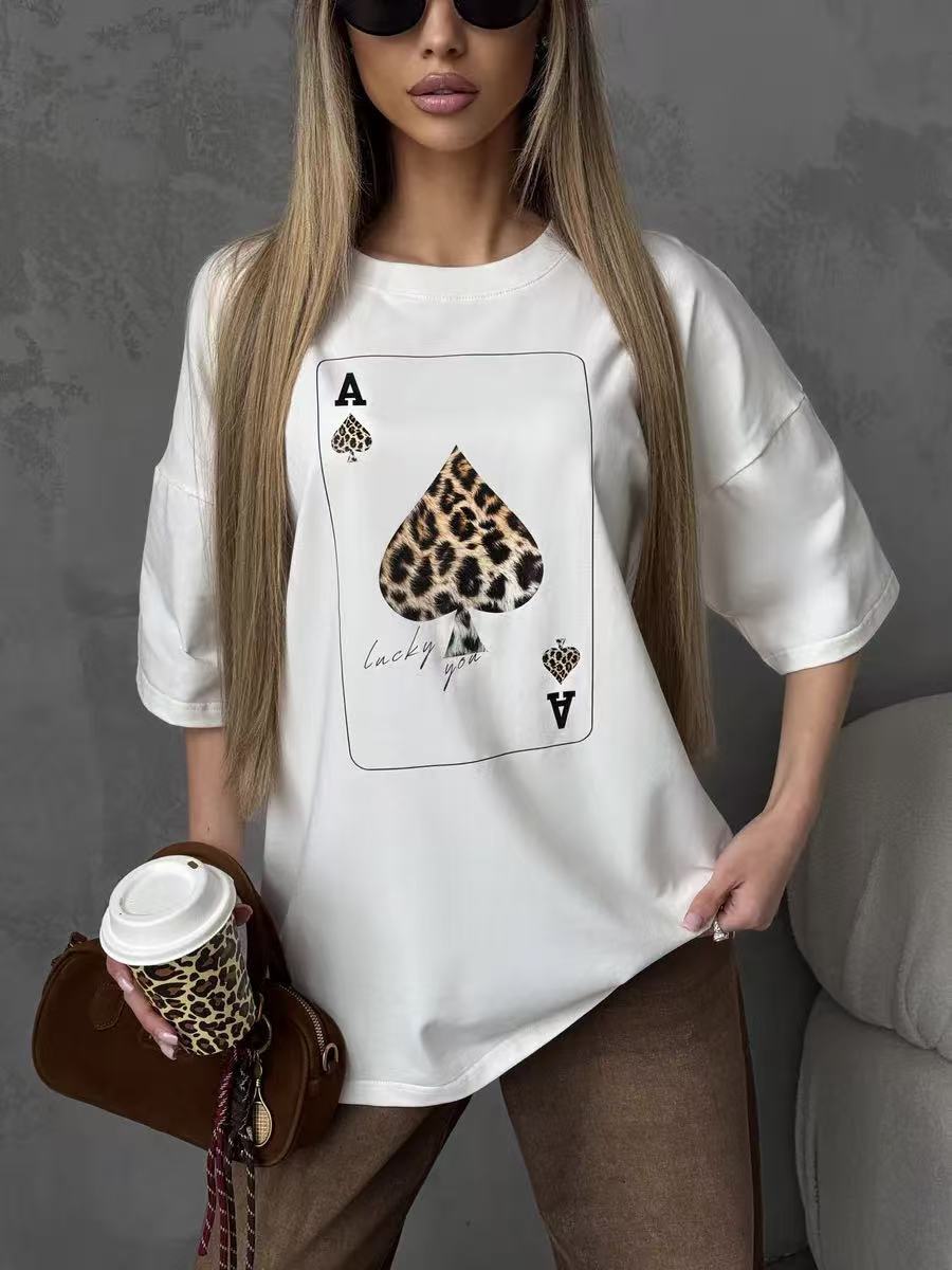 Camiseta holgada cuello redondo manga corta