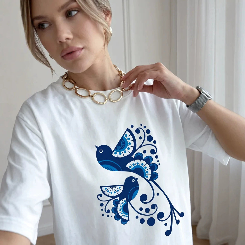 Camiseta holgada cuello redondo