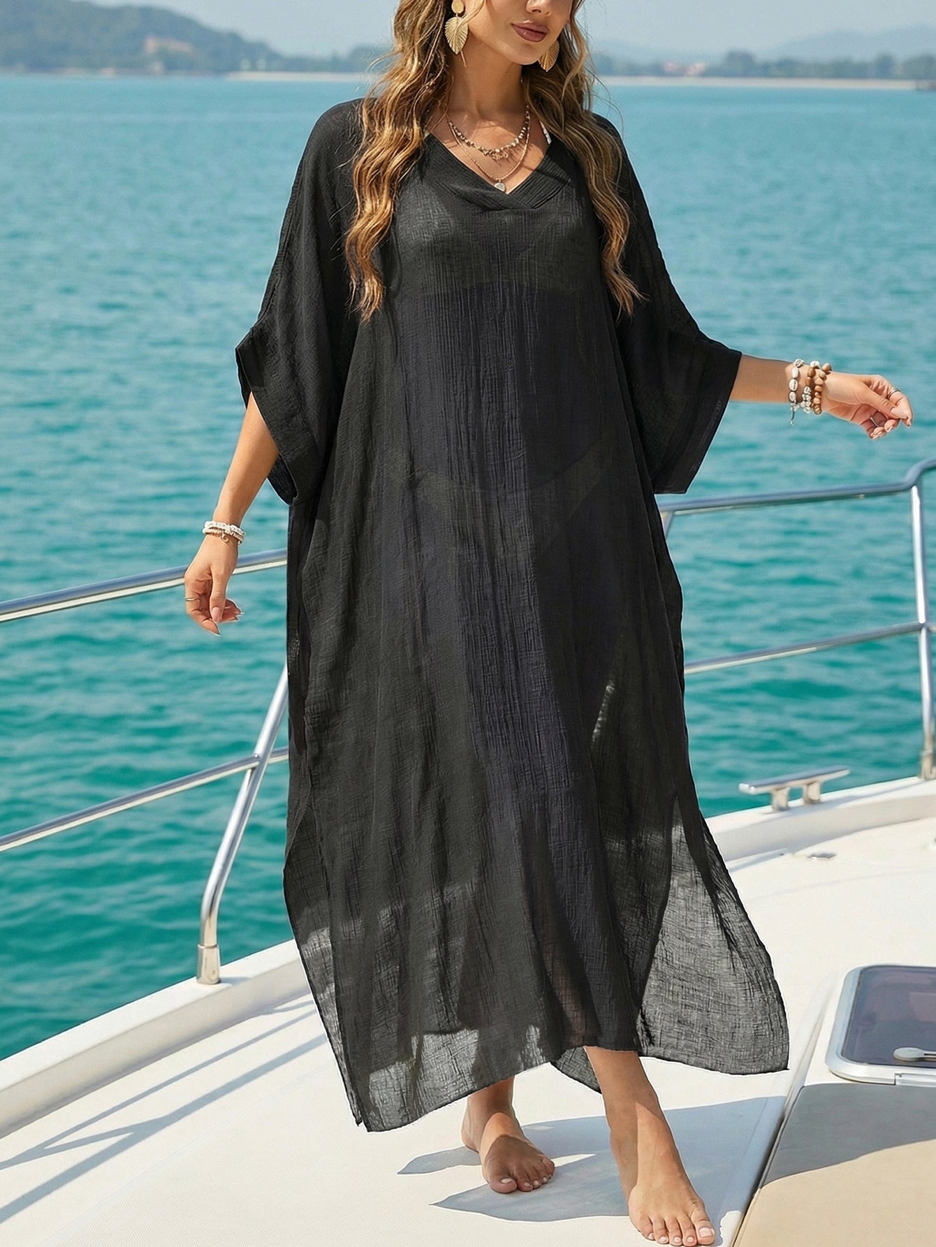 Vestido largo de playa con abertura