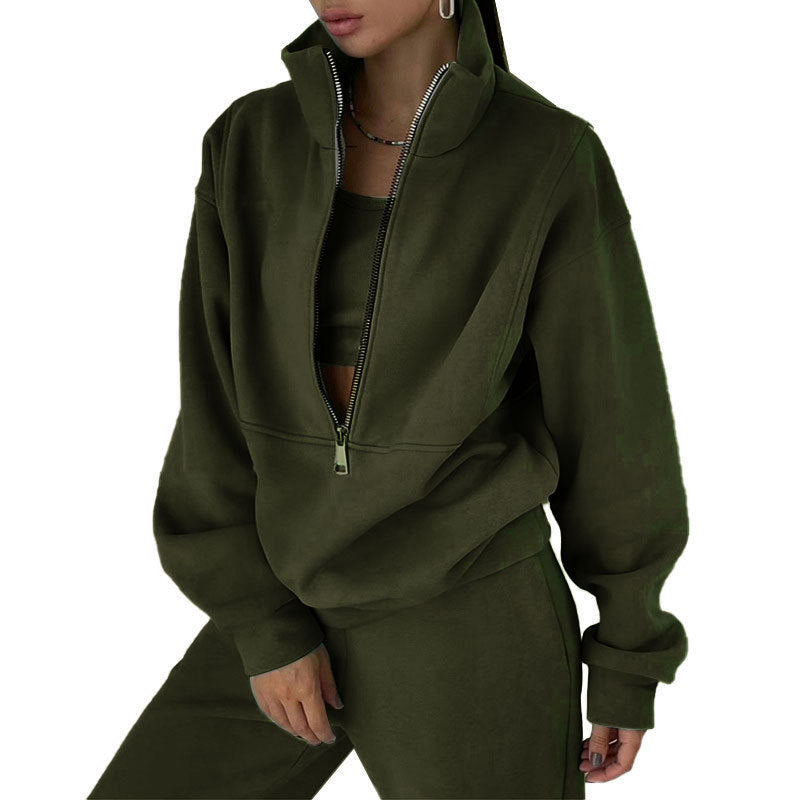 Women's Two-Piece Sweater Fleece Sports Street  Activewear Set