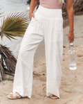 Spring and Summer Cotton Hemp Large Women's Harun Sports Pants Elastic Waist Casual Long Pants
