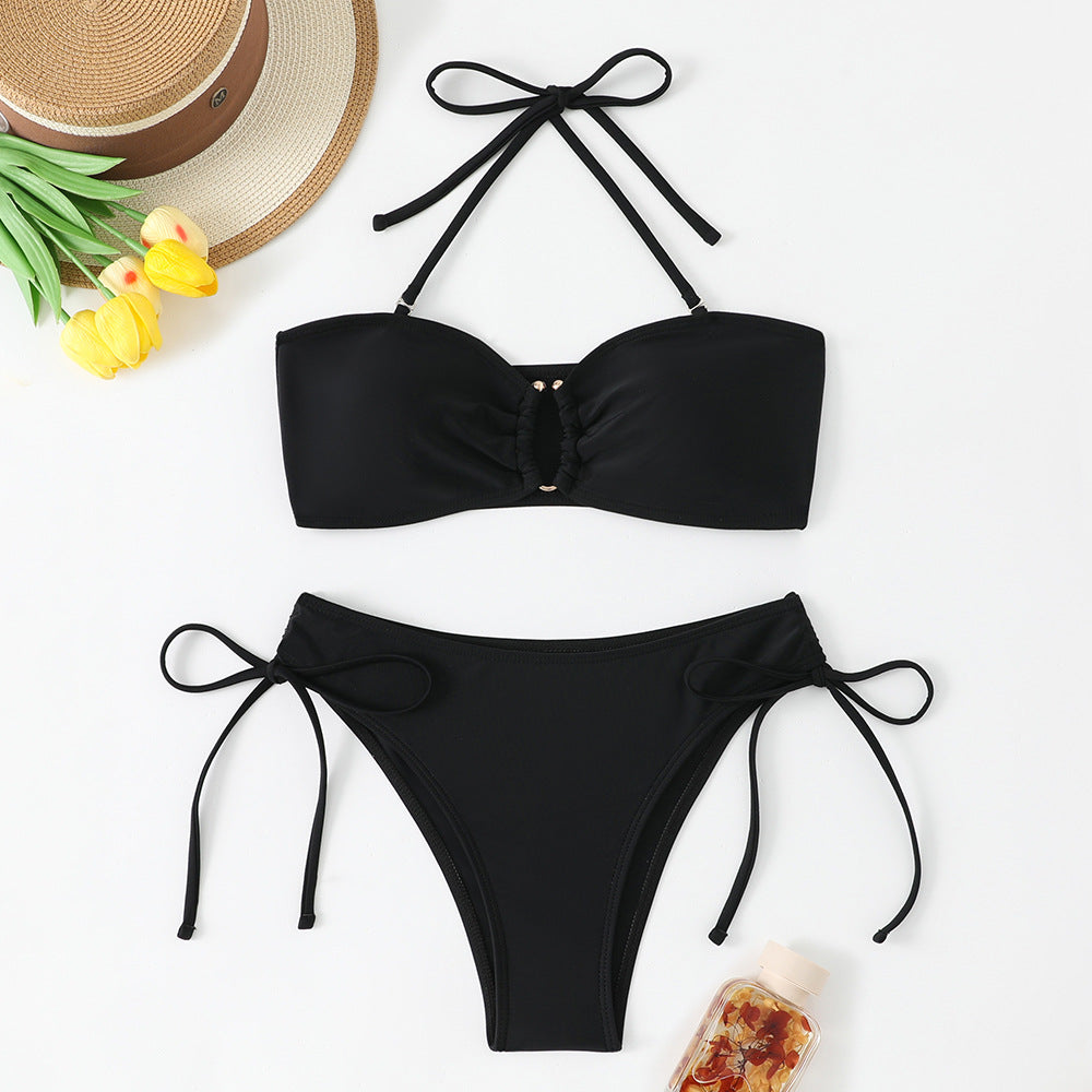 Bikini liso con cordones