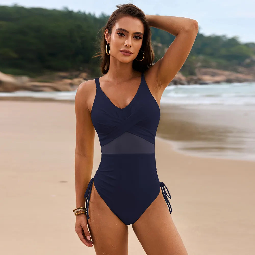 Bañador drapeado escote pico