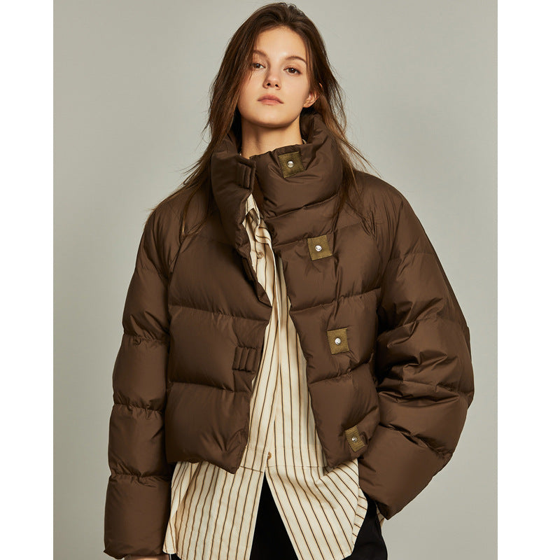 Stylish Winter Down Cotton Coat for Women Short Length Loose FitThick Puffer Jacket Outerwear