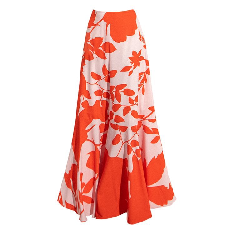 One-Shoulder Ruffle Cut-Out Printed One-Piece Swimsuit with Skirt for Women