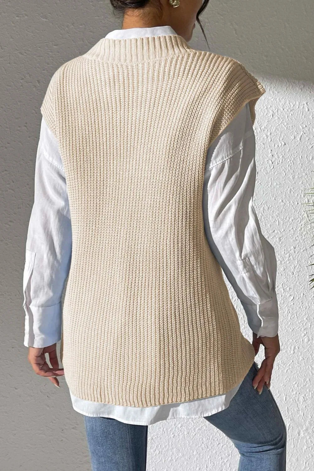Women's Spring and Autumn New Style V-neck Simple Vest Woven Sweater Clip