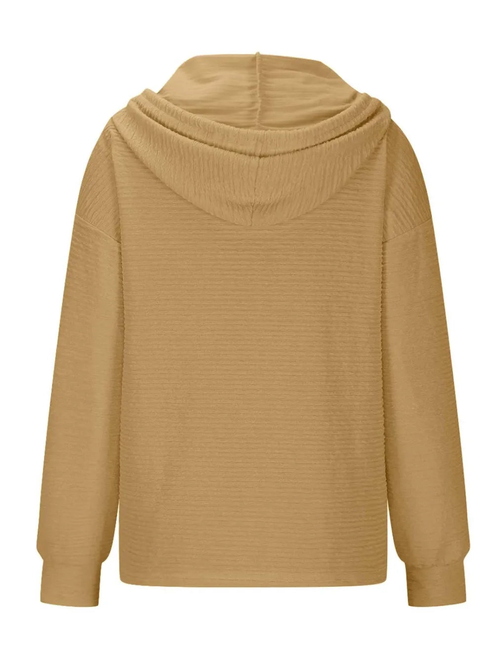 Solid color hooded sweatshirt jacket casual shoulder down long sleeved top