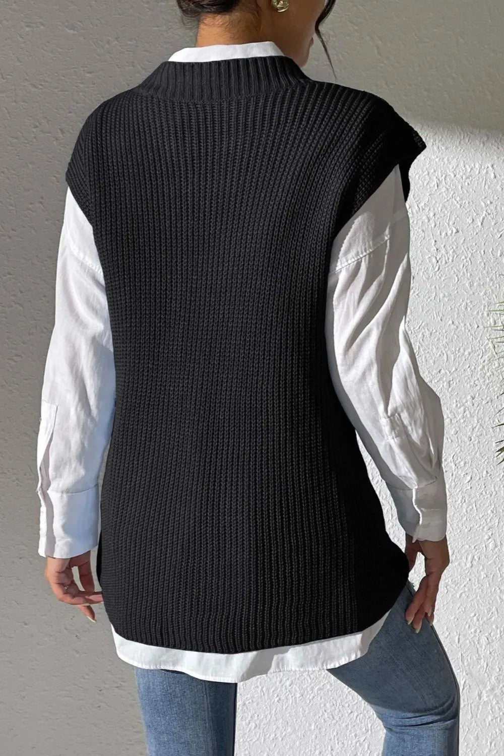 Women's Spring and Autumn New Style V-neck Simple Vest Woven Sweater Clip