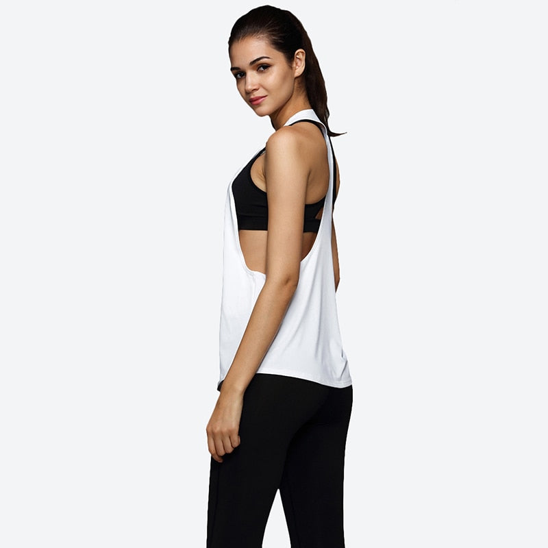 Yoga Crop Top Women Sleeveless Backless Running Sports T Shirts Quick Dry Jogging Gym Fitness Tank Top