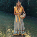 High Waist Long Skirts Womens Boho A-line Full Skirt Floral Print Drawstring Lace-Up Maxi Clothes White Summer Red Bohemian