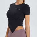 Yoga T-shirt Women Short Sleeve Round Neck Slim Running Blouse Elastic Gym Fitness  activewear tops