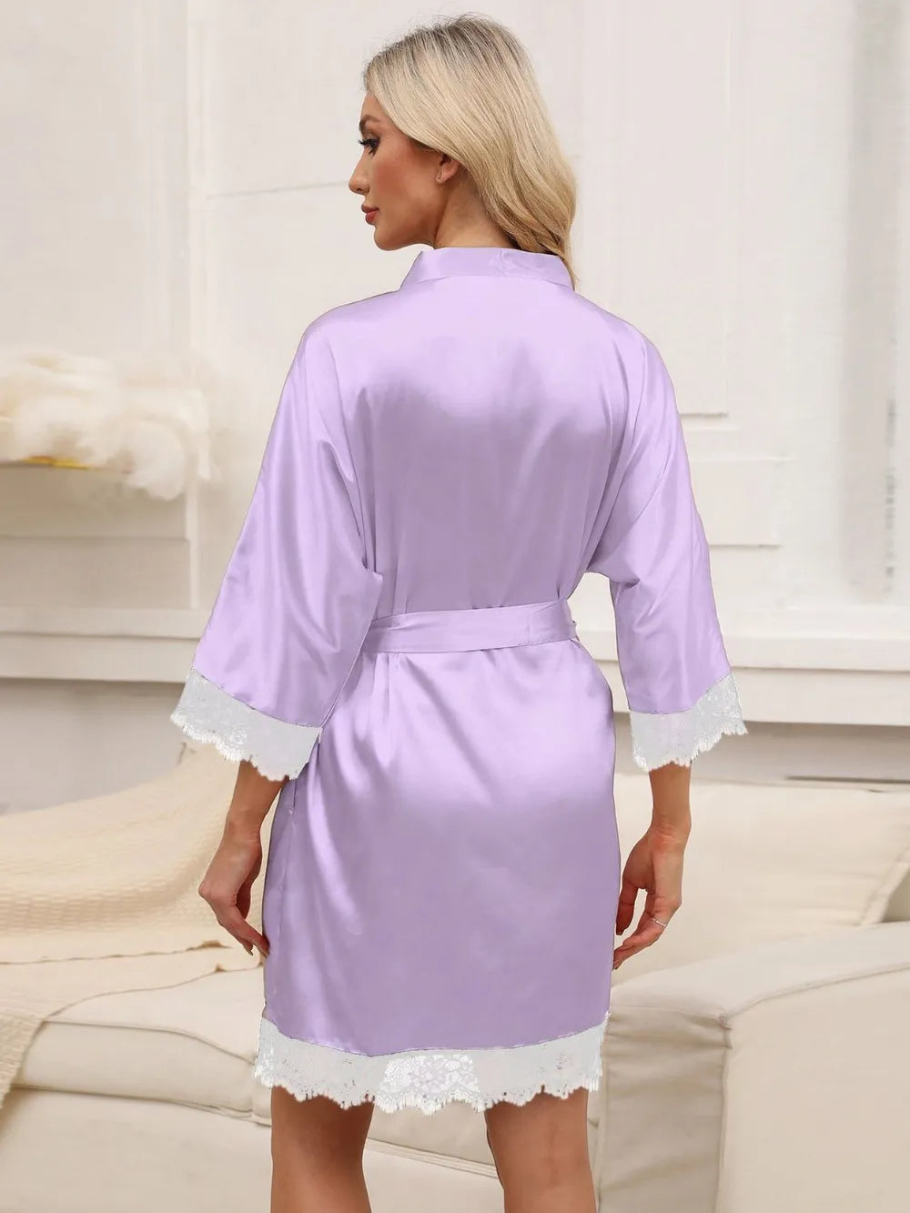 Women's Home Clothes Sleepwear Lace Splicing Color Bathrobe Pajamas for Women