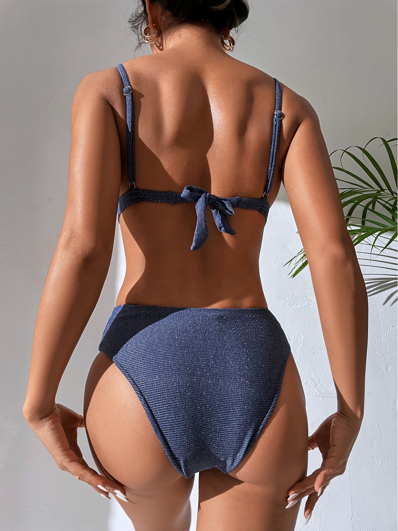 Swimwear Split Swimsuit Women's Summer Ins Style Gold And Silver High Waist Bikini
