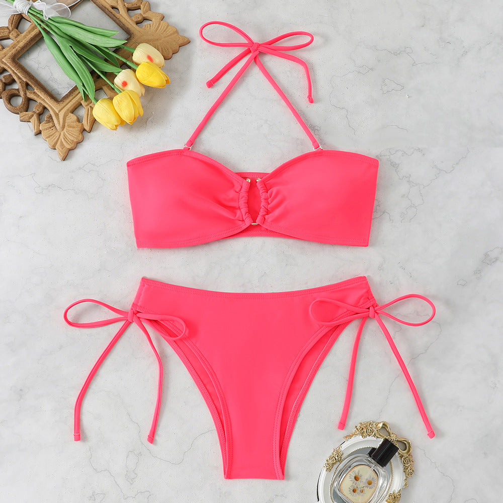 Bikini liso con cordones