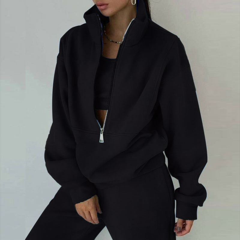 Women's Two-Piece Sweater Fleece Sports Street  Activewear Set