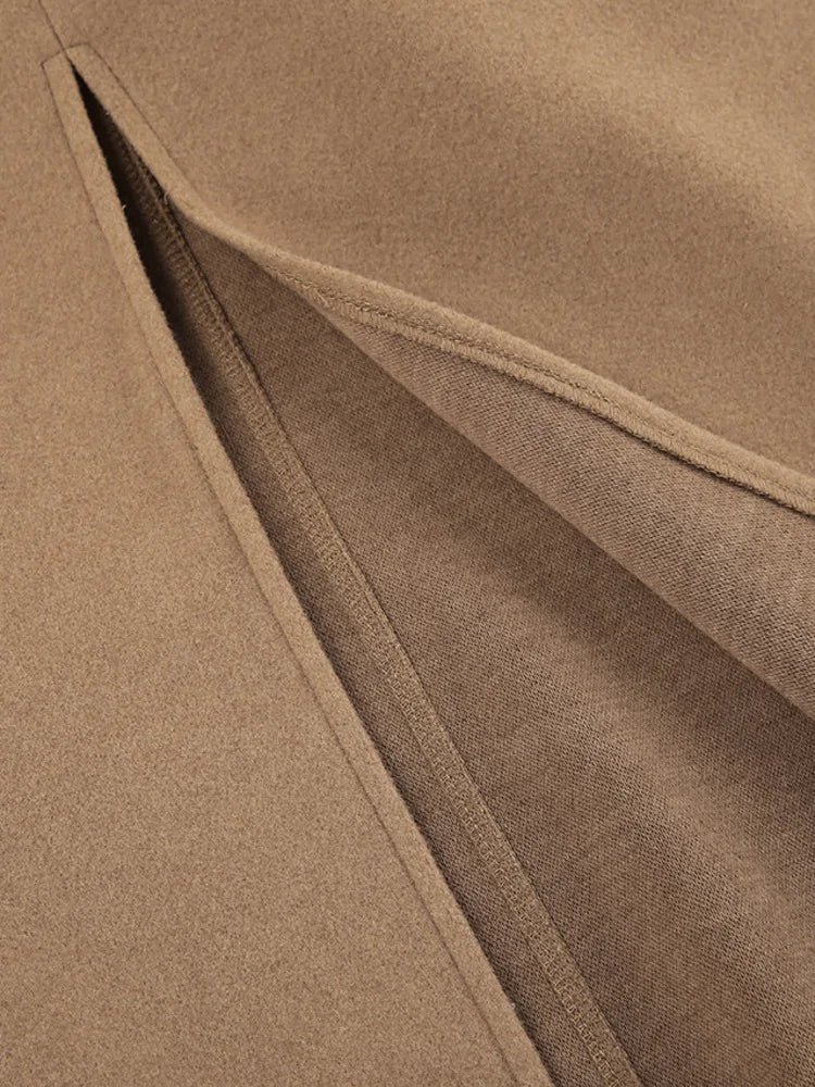 Brown Woolen Half Length Skirt For Women's Bottom Clothes High Waist Straight Tube Suit Skirts