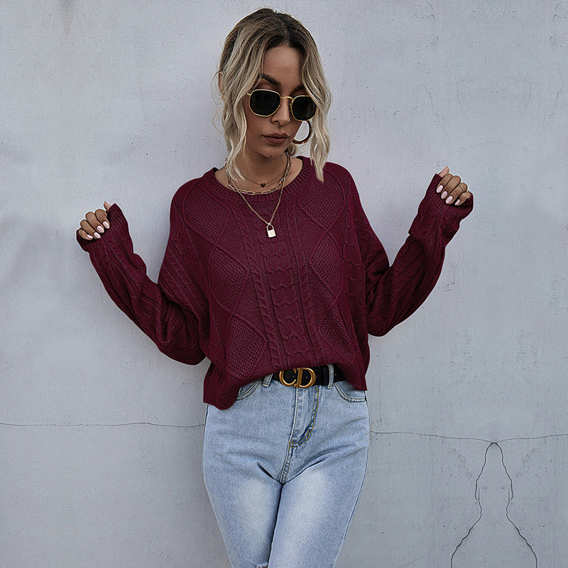 Solid color long sleeved short sweater