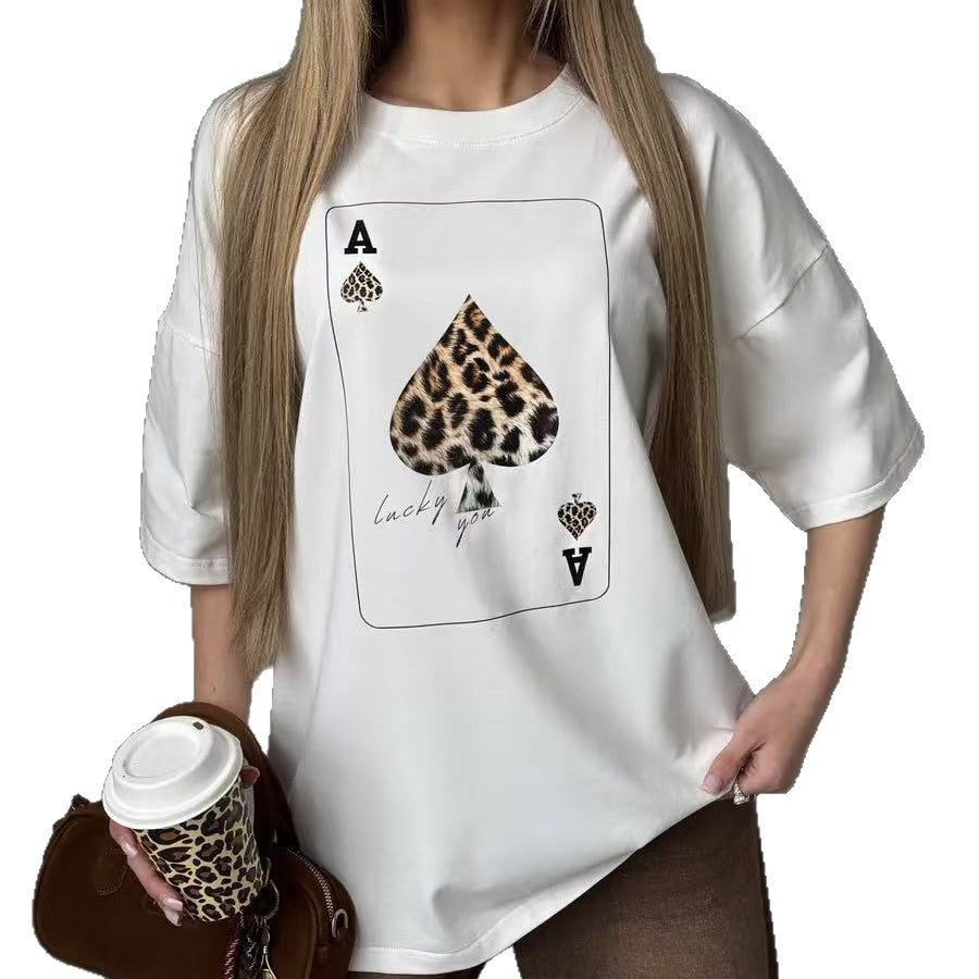 Camiseta holgada cuello redondo manga corta