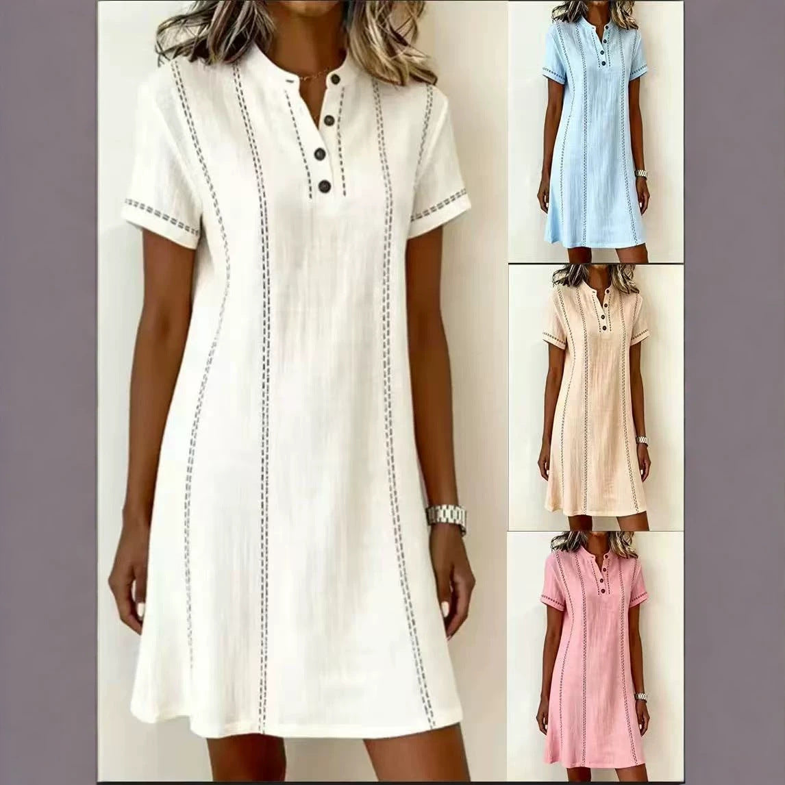 Button up collar dress
