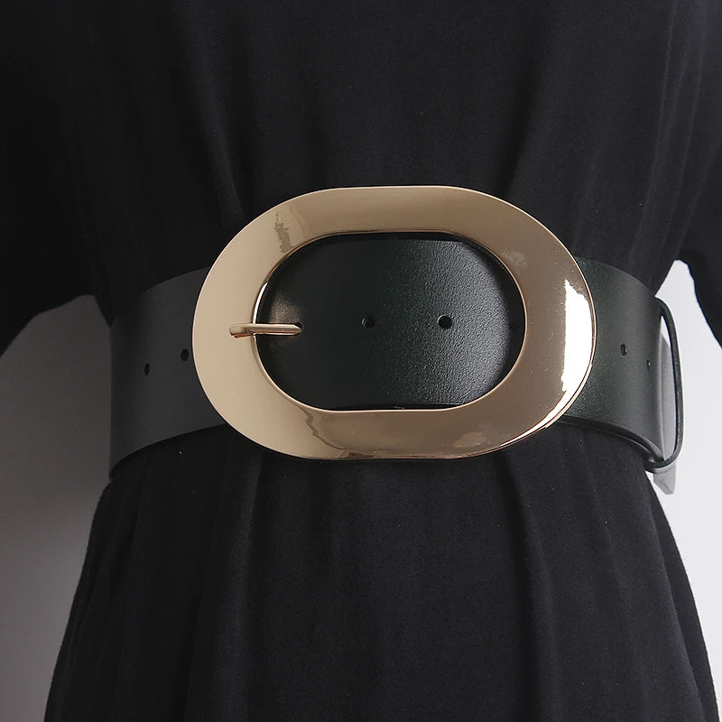 Women's Runway Fashion Genuine Leather Cummerbunds Female Dress Corsets Waistband Belts Decoration Wide Belt