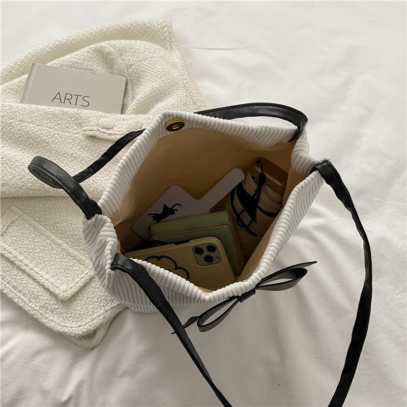 Contrast Color Bow Big Bag Women's New Trendy Fashion Simple Underarm Bag Ins All-Match Niche Shoulder Bag