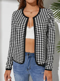 Women's contrasting color open placket thin long sleeved jacket