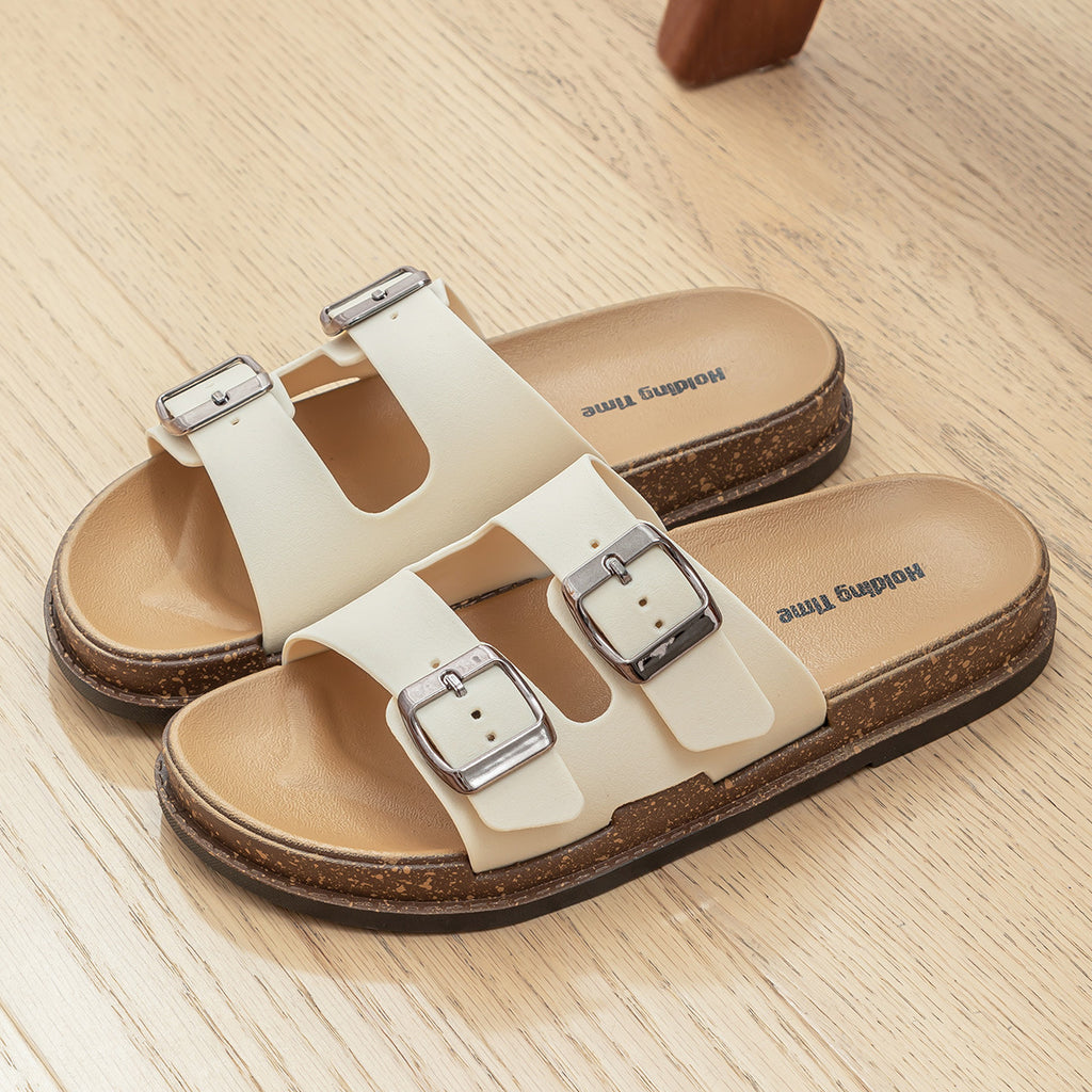 Birkenstock Sandals Women's Fashion Slip-On Flat One-Strap Beach Sandals for Summer Outdoor Wear