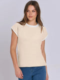 Round neck knitted top casual striped contrasting sweater
